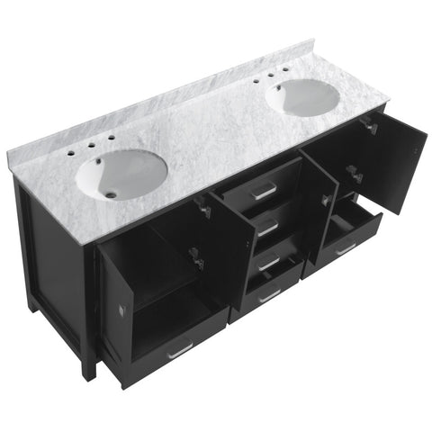 Chateau 72 in. W x 22 in. D Bathroom Vanity Set with Carrara Marble Top with White Sink