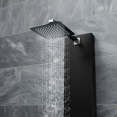 Monsoon 57 in. 4-Jetted Full Body Shower Panel System with Heavy Rain Shower, Spray Wand, in Matte Black