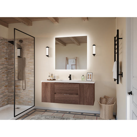 VT-MR4CT48-DB - 48 in W x 20 in H x 18 in D Bath Vanity in Dark Brown with Cultured Marble Vanity Top in White with White Basin & Mirror