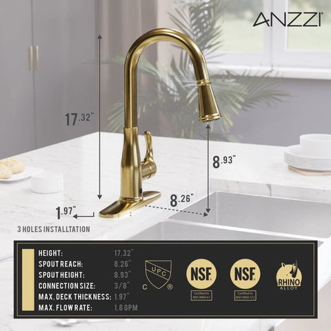 Sifo Hands Free Touchless 1-Handle Pull-Down Sprayer Kitchen Faucet with Motion Sense and Fan Sprayer