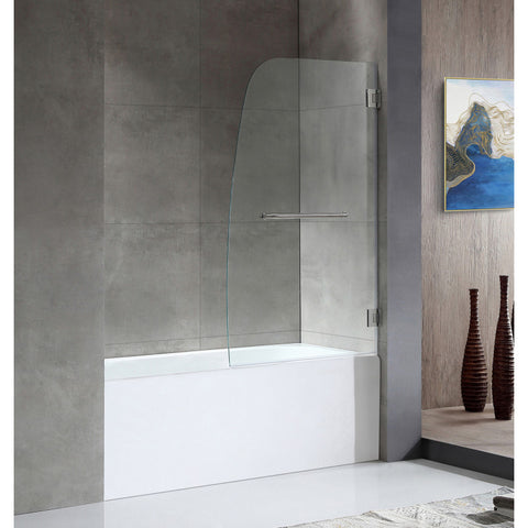 Anzzi 5 ft. Acrylic Rectangle Tub With 34 in. by 58 in. Frameless Hinged Tub Door