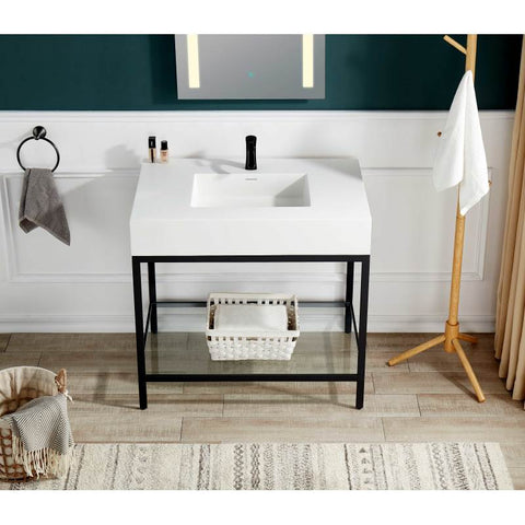 Ventura 36 in. Console Sink with Matte White Counter Top