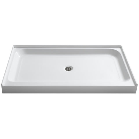SB-AZ03CD-R - ANZZI Jebel 32 x 60 in. Center Drain Single Threshold Shower Base in White