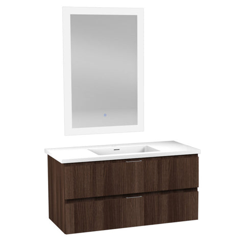 39 in W x 20 in H x 18 in D Bath Vanity with Cultured Marble Vanity Top in White with White Basin & Mirror