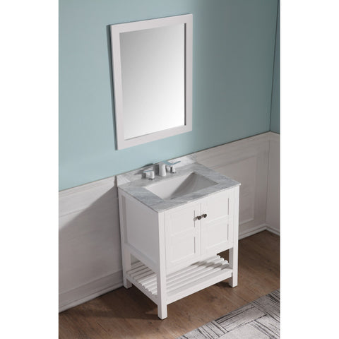 Montaigne 30 in. W x 22 in. D Bathroom Bath Vanity Set with Carrara Marble Top with White Sink