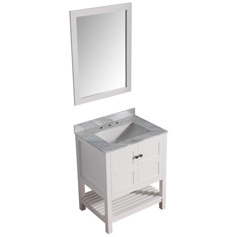Montaigne 30 in. W x 22 in. D Bathroom Bath Vanity Set with Carrara Marble Top with White Sink