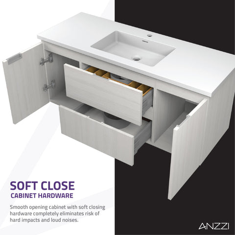 48 in W x 20 in H x 18 in D Bath Vanity with Cultured Marble Vanity Top in White with White Basin & Mirror