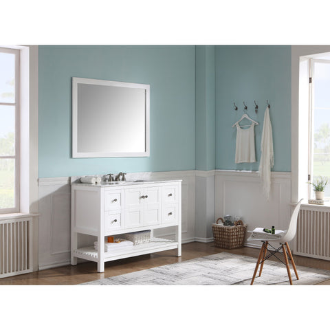 Montaigne 48 in. W x 22 in. D Bathroom Bath Vanity Set with Carrara Marble Top with White Sink