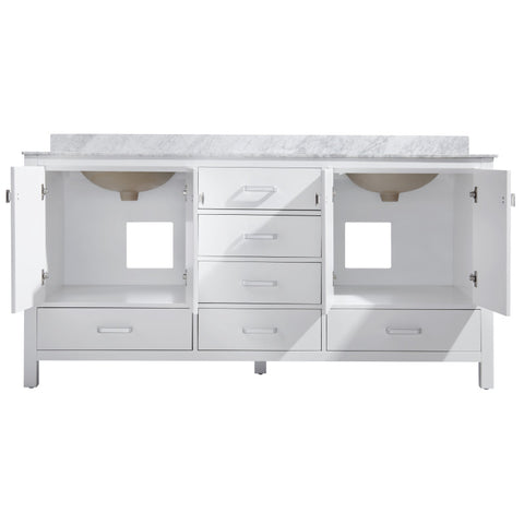 Chateau 72 in. W x 22 in. D Bathroom Vanity Set with Carrara Marble Top with White Sink