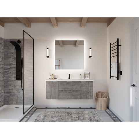 48 in W x 20 in H x 18 in D Bath Vanity with Cultured Marble Vanity Top in White with White Basin & Mirror