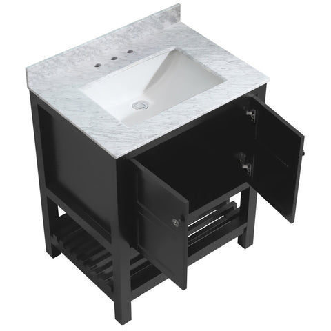 Montaigne 30 in. W x 22 in. D Bathroom Bath Vanity Set with Carrara Marble Top with White Sink
