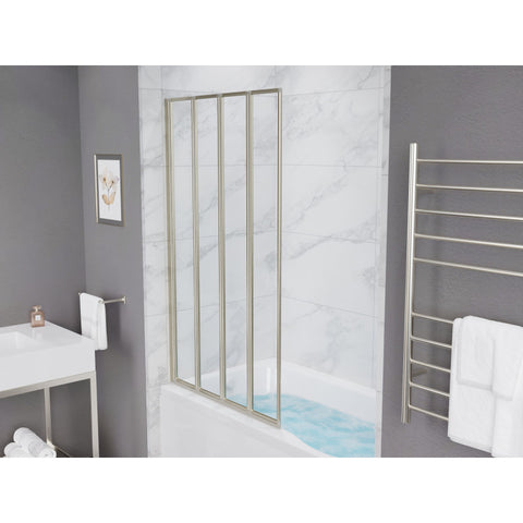 SD-AZ16-01BN - ANZZI Accordion Style 33 in. x 56 in. H Sliding Framed Shower Door in Brushed Nickel with Tsunami Guard Tempered Clear Glass