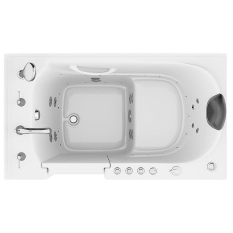 ANZZI 30 in. x 53 in. Left Drain Quick Fill Walk-In Whirlpool and Air Tub with Powered Fast Drain in White