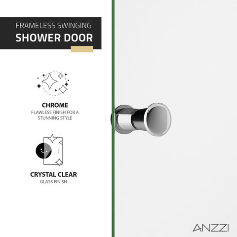 ANZZI Romance 72-in. x 33.5-in. Frameless Swinging Shower Door