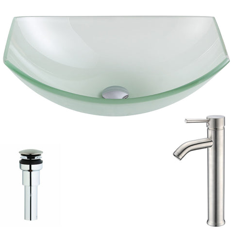 Pendant Series Deco-Glass Vessel Sink with Fann Faucet