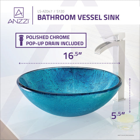 ANZZI Accent Series Deco-Glass Vessel Sink in Blue Ice