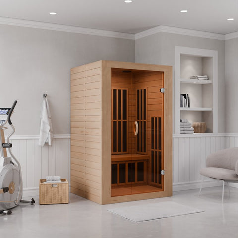 SC-SS0014-GS - SteamSpa Viti 2- Person Indoor Hemlock Wooden Carbon FAR Infrared Home Sauna Room with LED Touch Control Panel and Heater