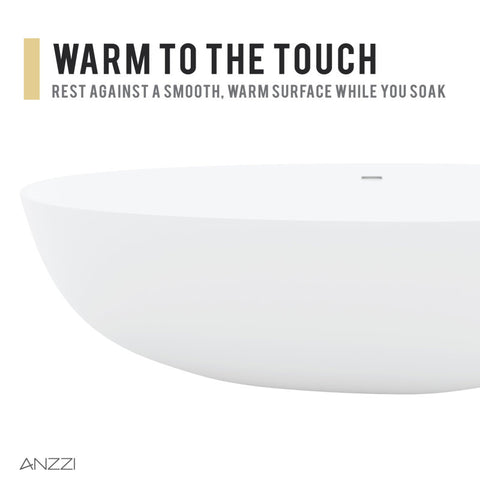 Makot 5.6 ft. Man-Made Stone Center Drain Freestanding Bathtub in Matte White