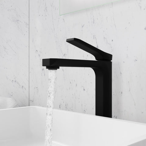 L-AZ901MB-CH - ANZZI Single Handle Single Hole Bathroom Vessel Sink Faucet With Pop-up Drain in Matte Black & Chrome