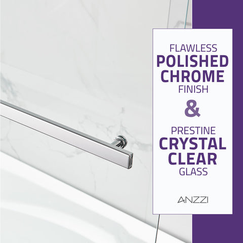 Anzzi 5 ft. Acrylic Rectangle Tub With 48 in. x 58 in. Frameless Tub Door