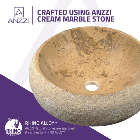Leopards Ash Vessel Sink in Classic Cream Marble