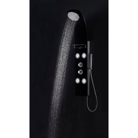 ANZZI Llano Series 56 in. Full Body Shower Panel System with Heavy Rain Shower and Spray Wand in Black