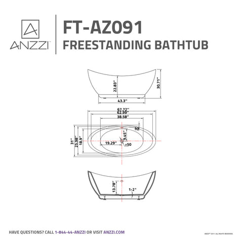 5.67 ft. Freestanding Bathtub in White