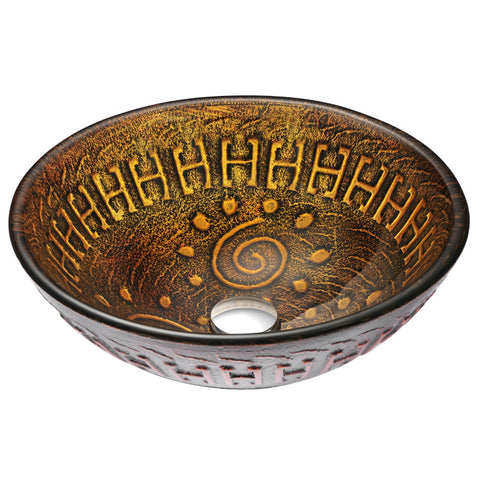 LS-AZ050 - ANZZI Opus Series 17 in. Bathroom Vessel Sink with Scratch-Tough and Stain-Resistant Surface in Lustrous Brown Glass