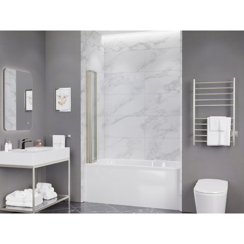 SD-AZ16-01BN - ANZZI Accordion Style 33 in. x 56 in. H Sliding Framed Shower Door in Brushed Nickel with Tsunami Guard Tempered Clear Glass