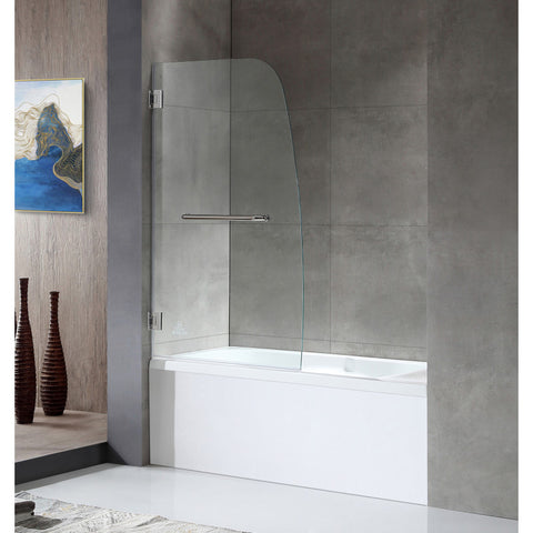 Anzzi 5 ft. Acrylic Rectangle Tub With 34 in. by 58 in. Frameless Hinged Tub Door