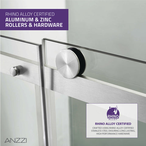 ANZZI Rhodes Series 48 in. x 76 in. Frameless Sliding Shower Door with Handle