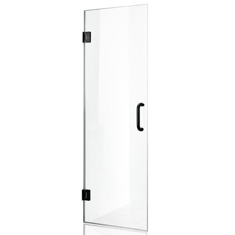 ANZZI Series 24 in. by 72 in. Frameless Hinged Shower Door in Matte Black with Handle