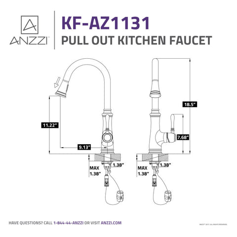 ANZZI Luna Single Handle Pull-Down Sprayer Kitchen Faucet