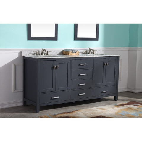 Chateau 72 in. W x 22 in. D Bathroom Vanity Set with Carrara Marble Top with White Sink