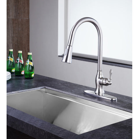 KF-AZ214BN - ANZZI Rodeo Single-Handle Pull-Out Sprayer Kitchen Faucet in Brushed Nickel