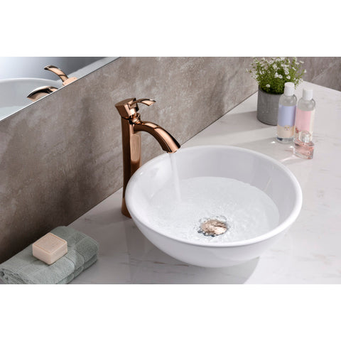 LS-AZ118 - ANZZI Deux Series 16 in. L x 16 in. W Top Mount Round Non-Porous Bathroom Vessel Sink in Glossy White Vitreous China Ceramic