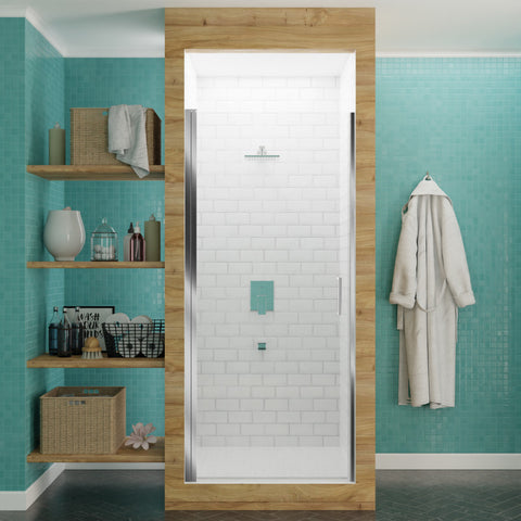 Lancer 29 in. x 72 in. Semi-Frameless Shower Door with TSUNAMI GUARD