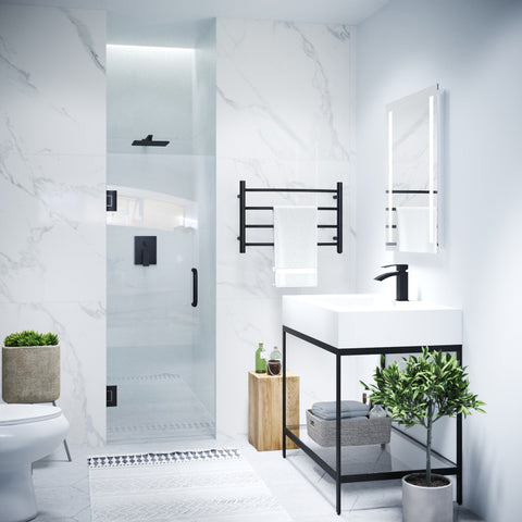Fellow Series 30 in. by 72 in. Frameless Hinged Shower Door with Handle
