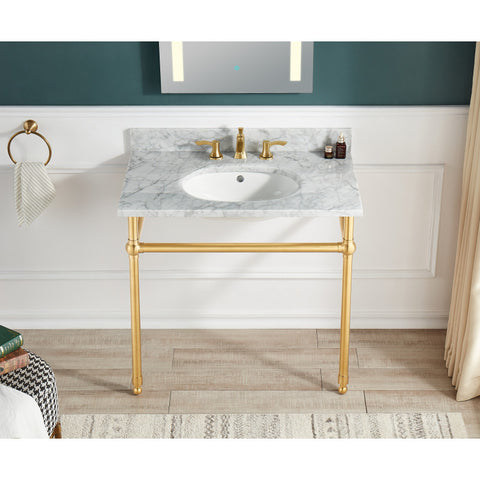 Verona 34.5 in. Console Sink with Carrara White Counter Top