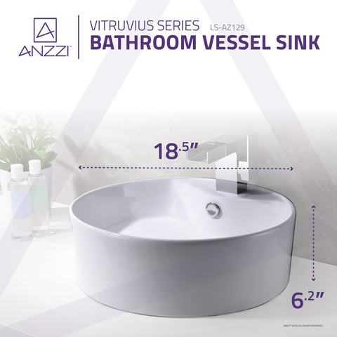 ANZZI Vitruvius Series Ceramic Vessel Sink in White