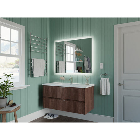 39 in W x 20 in H x 18 in D Bath Vanity with Cultured Marble Vanity Top in White with White Basin & Mirror