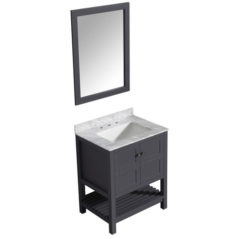 Montaigne 30 in. W x 22 in. D Bathroom Bath Vanity Set with Carrara Marble Top with White Sink