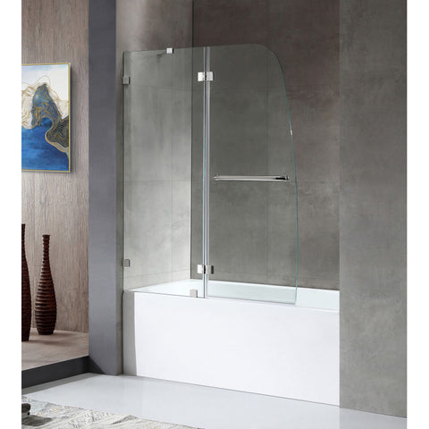 Anzzi 5 ft. Acrylic Rectangle Tub With 48 in. by 58 in. Frameless Hinged Tub Door