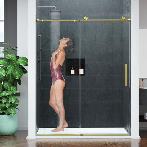 ANZZI Mountain Series Reversible Frameless Sliding Glass Shower Door with Soft-Close System