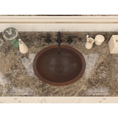 Nepal 19 in. Drop-in Oval Bathroom Sink in Hammered Antique Copper