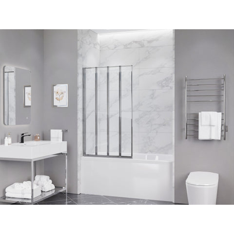 SD-AZ16-01CH - ANZZI Accordion Style 33 in. x 56 in. H Sliding Framed Shower Door in Chrome with Tsunami Guard Tempered Clear Glass