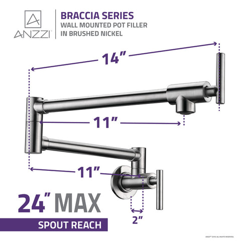 Braccia Series 24" Wall Mounted Pot Filler