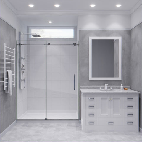 Leon Series 60 in. by 76 in. Frameless Sliding Shower Door with Handle