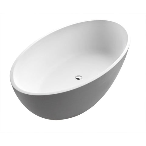 FT510-0025 - ANZZI Cestino 5.5 ft. Solid Surface Classic Soaking Bathtub in Matte White and Kros Faucet in Chrome