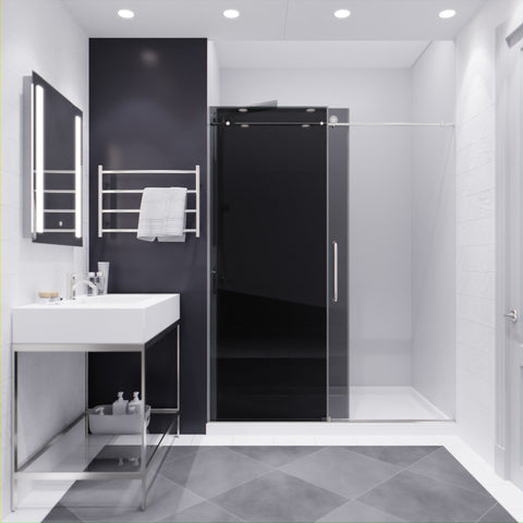 Leon Series 60 in. by 76 in. Frameless Sliding Shower Door with Handle